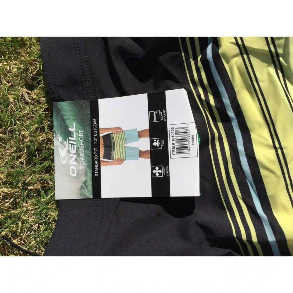 O'Neill Boardshorts Men's‎ Swim Trunks Stripe Print Black Green Blue size 30